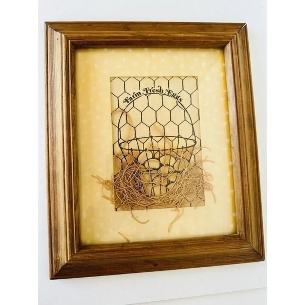 Eggs In A Wire‎ Basket Chicken Wire Framed Barn Country Decor Frame Need Repair